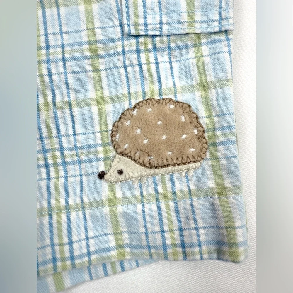 GYMBOREE Baby Boys' Garden‎ Party Plaid Hedgehog Applique Shorts Preppy 6-12M